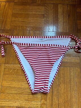 Calzedonia Red & White Stripe Tie-Side Bikini Bottom